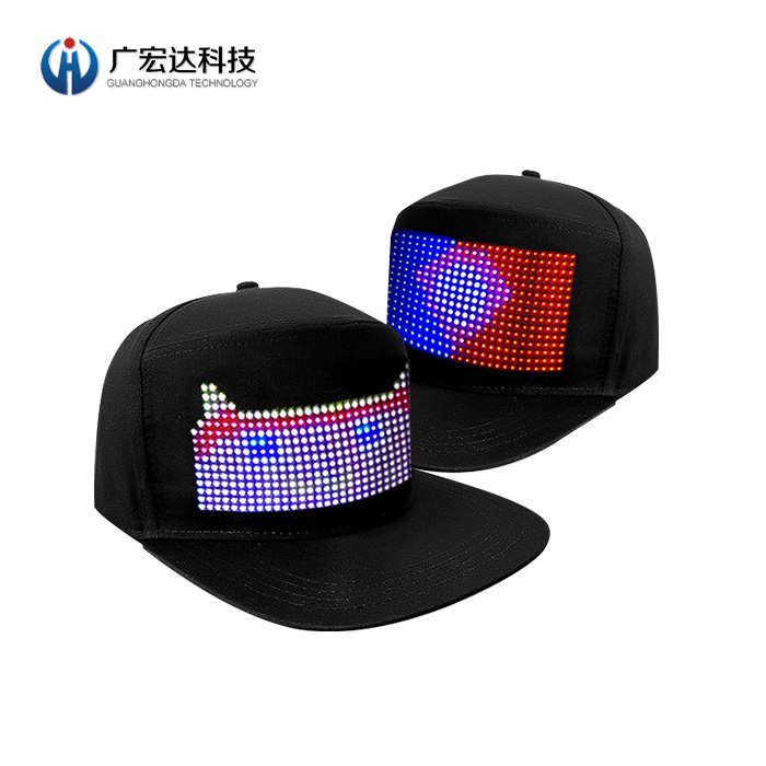 LED柔性顯示屏帽子DIY發(fā)光走字帽子遮陽(yáng)防曬帽子軟屏